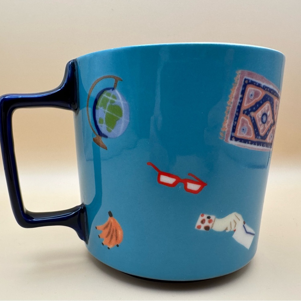 🌈 Anthropologie Illustrated Ceramic Mug | Globe Design